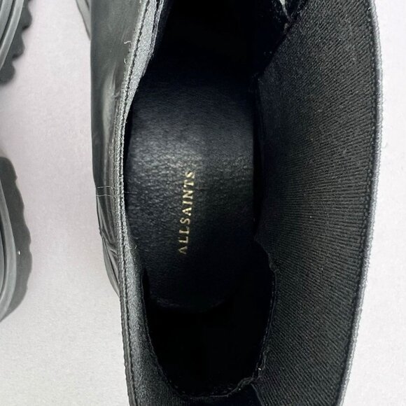 NEW AllSaints Harlee Lug Sole Chelsea Boots — Black Leather - Picture 7 of 12
